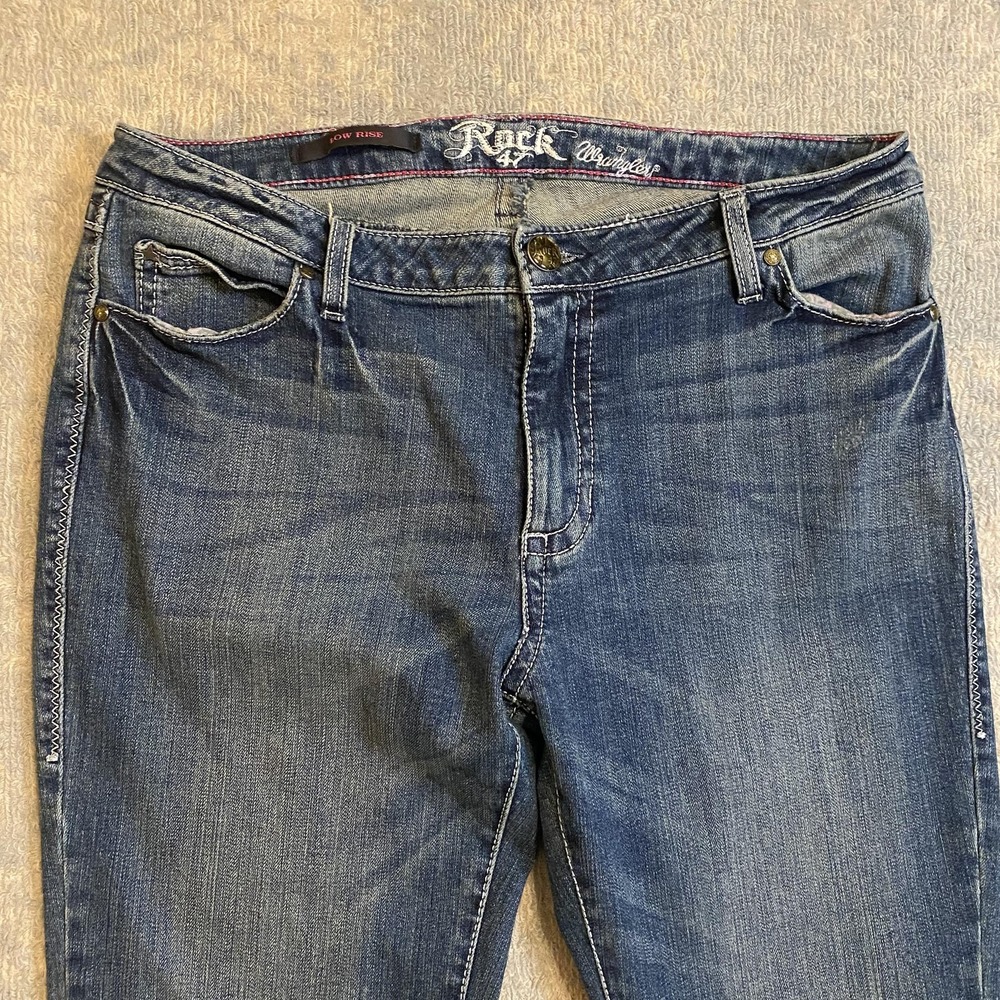Rock 47 By Wrangler Jeans Juniors 15/16x34 Blue Low Rise Bootcut Stretch Denim - Picture 2 of 15